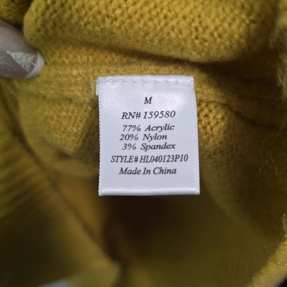 Yellow Crochet Hippie Bell Sleeve Knit Sweater Dress Cozy Cottagecore Boho M - Picture 9 of 11